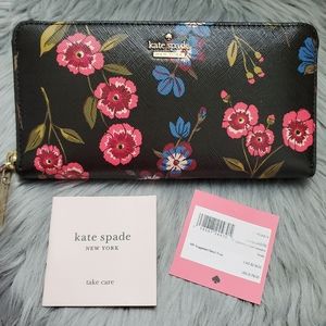 NWT Kate Spade Cameron Street Meadow Leather Wallet Zip Around Closure